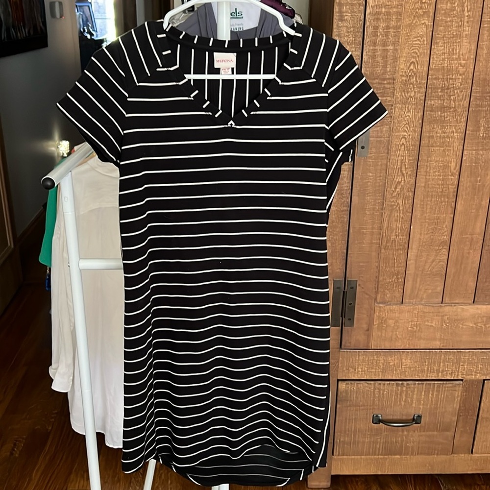 Women’s black and white striped dress